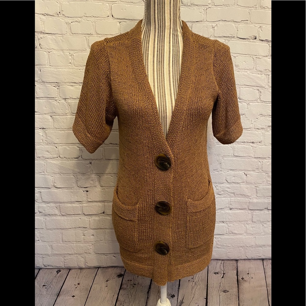 Curio Anthropology Women's Size XS Brown Knit Cardigan Sweater.